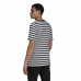 Camisola de Manga Curta Homem  Essentials Stripey  Adidas Embroidered Logo Preto