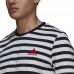 Camisola de Manga Curta Homem  Essentials Stripey  Adidas Embroidered Logo Preto