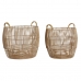 Kosár készlet DKD Home Decor Fém Rattan (40 x 40 x 38 cm)