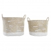 Set de basket DKD Home Decor Polyester Fibre naturelle (33 x 33 x 24 cm)