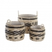 Set di Cestini DKD Home Decor Nero Naturale Fibra naturale Coloniale 30 x 30 x 25 cm (3 Pezzi)