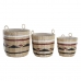 Set de Coșuri DKD Home Decor Poliester Colonial Fibră (38 x 38 x 36 cm)