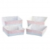 Set de Coșuri DKD Home Decor Poliester 8,5 cm 26 x 26 x 9 cm Fibră naturală Boho Mediterană (4 Piese)