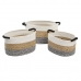 Conjunto de Cestas DKD Home Decor Bege Algodão Fibra natural (42 x 32 x 24 cm) (3 Peças)