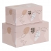 Caja Decorativa Rosa PVC Lona Papel DMF 30 x 18 x 15 cm (2 Piezas)