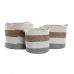 Set di Cestini DKD Home Decor Bianco Fibra naturale 30 x 30 x 26 cm 3 Pezzi