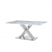 Mesa de Jantar DKD Home Decor Cristal Prateado Cinzento Aço Branco 180 x 90 x 78 cm