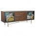 Móvel de TV DKD Home Decor Amarelo Verde Dourado Catanho escuro Metal Cristal 140 x 35 x 55 cm