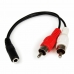 3,5 mm 2 RCA Jack audiokábel Startech MUFMRCA              Fekete 0,15 m