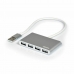 4-Port USB Hub Port Designs 900120 Sudrabains Balts/Pelēks