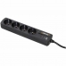 Regleta Enchufes 4 Tomas con interruptor INFOSEC S4 Black Line II Negro