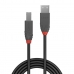 USB A - USB B kabelis LINDY 36677 10 m Juoda Pilka