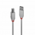 Кабел Micro USB LINDY 36684 Черен Сив