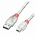 USB 2.0 A - Mini USB B kabelis LINDY 41780 20 cm Skaidrus