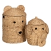 Kurv Elefant Sort Beige Naturlig fiber 38 x 38 x 42 cm