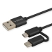 Кабел USB към Micro USB и USB C Savio CL-128 Черен 1 m