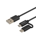 Кабел USB към Micro USB и USB C Savio CL-128 Черен 1 m