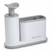 Dispenser di Sapone 2 in 1 per Lavandino Quttin Bianco Grigio 21,5 x 8 x 20 cm (8 Unità)