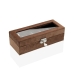 Caja para Relojes Versa Marrón Terciopelo Madera Polipiel Espejo Madera MDF 10 x 7,2 x 25,5 cm