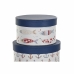 Jeu de Caisses de Rangement Empilables DKD Home Decor Marin Rayures Blanc Blue marine Carton (37,5 x 37,5 x 18 cm)