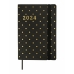 Kalendarz książkowy Finocam Flexy Joy Dotts 2024 Czarny Złoty 8,2 x 12,7 cm