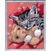 Set de pictură pe numere Ravensburger Kitten and teddy bear