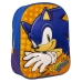 Mochila Escolar 3D Sonic Laranja Azul 25 x 31 x 9 cm