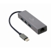 USB-C Hub 4 Porty GEMBIRD A-CMU3-LAN-01 Bílý Šedý
