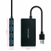 USB Hub NANOCABLE Hub USB 3.0 con 4 Puertos de USB 3.0, USB-A/M-USB 3.0/H, Negro, 15 cm Sort