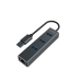 Hub USB 4 Poorten Savio AK-58 Ethernet (RJ-45) Grijs