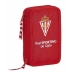 Plumier double Real Sporting de Gijón Rouge 12.5 x 19.5 x 4 cm (28 Pièces)