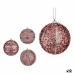 Set of Christmas balls With relief Ø 8 cm Pink PVC (12 Units)