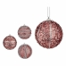 Set of Christmas balls With relief Ø 8 cm Pink PVC (12 Units)