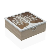 Caja para Infusiones DKD Home Decor 23 x 9 x 6 cm Champán Madera Aluminio