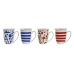 Bögre teaszűrővel Home ESPRIT Kék Piros Rozsdamentes acél Porcelán 380 ml (4 egység)