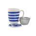 Bögre teaszűrővel Home ESPRIT Kék Piros Rozsdamentes acél Porcelán 380 ml (4 egység)