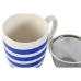 Bögre teaszűrővel Home ESPRIT Kék Piros Rozsdamentes acél Porcelán 380 ml (4 egység)