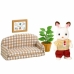 Action Figurer Sylvanian Families Papa Rabbit Chocolate and Living Room