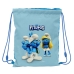 Rucksacktasche mit Bändern Los Pitufos Blau Himmelsblau 26 x 34 x 1 cm