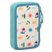 Dubbele etui Baby Shark Surfing Blauw Wit 12.5 x 19.5 x 4 cm (28 Onderdelen)