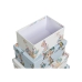 Satz stapelbarer Organizerboxen DKD Home Decor Blau Weiß Blomster Pappe (43,5 x 33,5 x 15,5 cm)