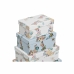 Satz stapelbarer Organizerboxen DKD Home Decor Blau Weiß Blomster Pappe (43,5 x 33,5 x 15,5 cm)