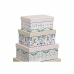 Set van opstapelbare opbergboxen DKD Home Decor dieren Blommor Karton (43,5 x 33,5 x 15,5 cm)