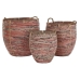 Conjunto de Cestas DKD Home Decor Pêssego Natural Boho 52 x 52 x 58 cm