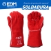 Guanti da Lavoro EDM Saldatori Rosso Kevlar Cotone Scamosciato