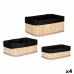 Organiserare Set Svart Naturell Bambu 31 x 12 x 21 cm (4 antal)