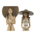 Figura Decorativa Home ESPRIT Blanco Beige Mujer Mediterráneo 12 x 8,5 x 20 cm (2 Unidades)