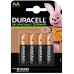 Ladattavat paristot DURACELL DURDLLR6P4B AA 1,2 V (4 osaa)