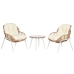 Set masă cu două scaune Home ESPRIT Alb Bej Gri Metal Geam ratan sintetic 55 x 55 x 47 cm