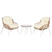 Tafelset met 2 fauteuils Home ESPRIT Wit Beige Grijs Metaal Kristal Synthetische rotan 55 x 55 x 47 cm